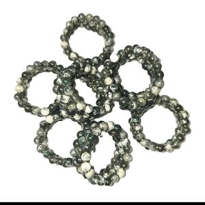 Green Beaded Napkin Ring Holders Set Of 8